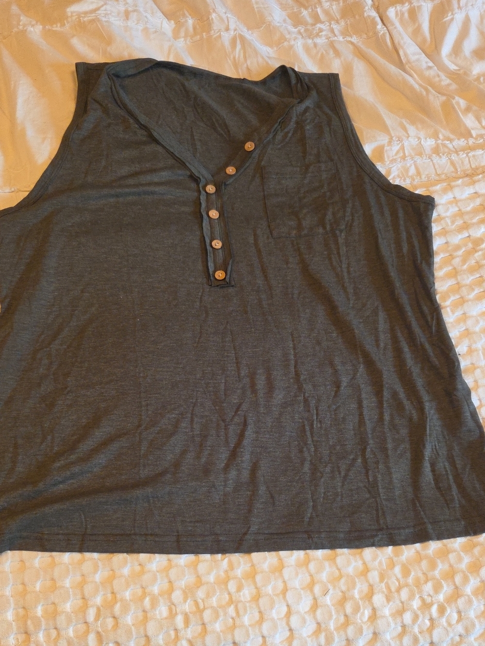 Women’s Dark Green Heathered Henley Tank Top